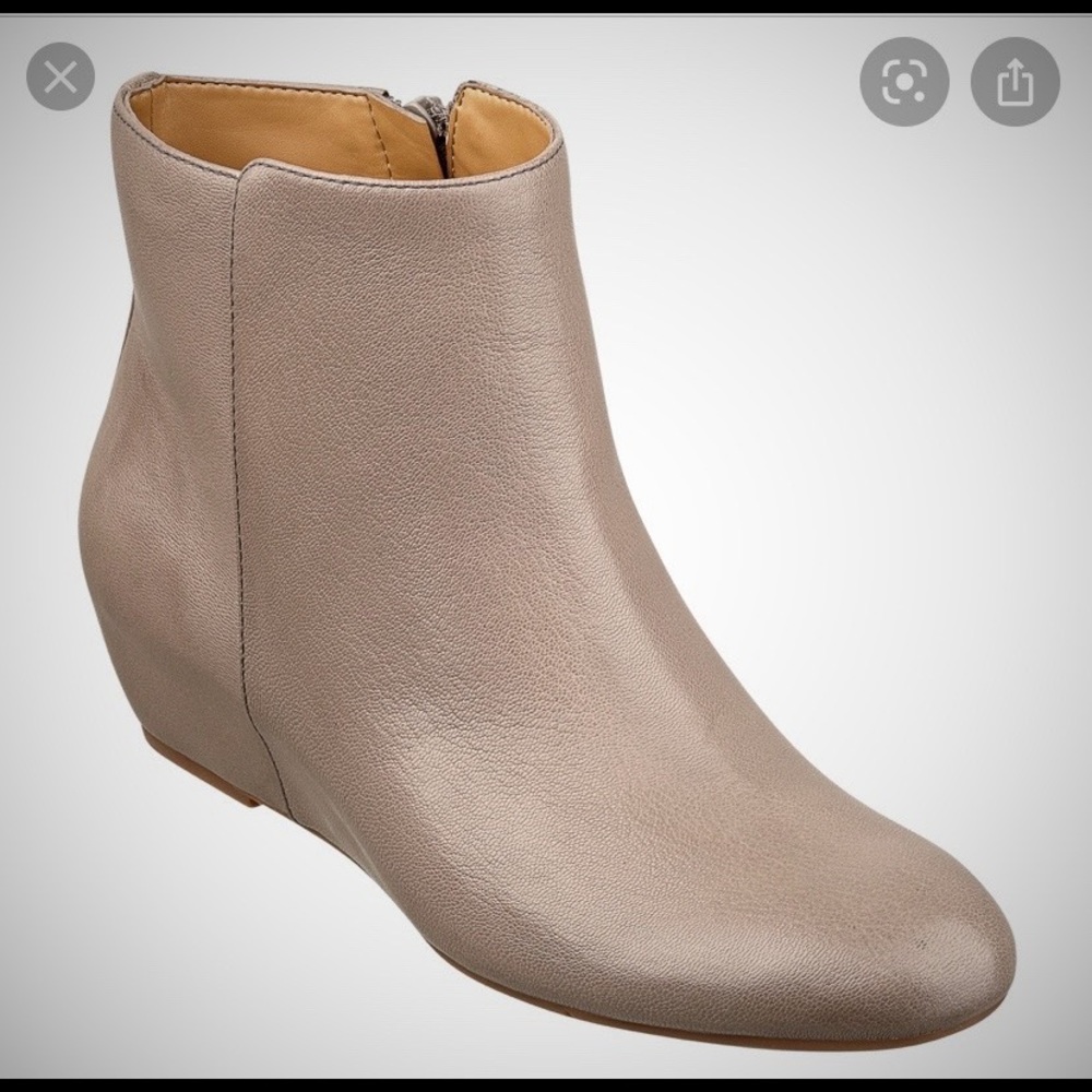 - Nine West Metalina Mini Wedge  leather booties